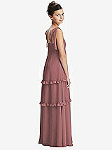 Rear View Thumbnail - Rosewood Tie-Shoulder Juniors Dress with Tiered Ruffle Skirt