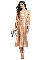 Alt View 1 Thumbnail - Copper Rose Spaghetti Strap Flared Skirt Sequin Midi Dress