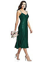 Alt View 2 Thumbnail - Hunter Green Spaghetti Strap Flared Skirt Sequin Midi Dress