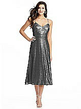 Alt View 1 Thumbnail - Stardust Spaghetti Strap Flared Skirt Sequin Midi Dress