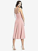 Rear View Thumbnail - Rose Bustier Crepe Midi Dress with Adjustable Bow Straps