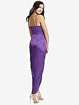 Rear View Thumbnail - Pansy Faux Wrap Midi Dress with Draped Tulip Skirt