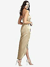 Rear View Thumbnail - Banana Halter Midi Dress with Draped Tulip Skirt