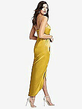 Rear View Thumbnail - Marigold Halter Midi Dress with Draped Tulip Skirt