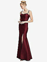 Front View Thumbnail - Cabernet Bustier Bodice Satin Trumpet Gown