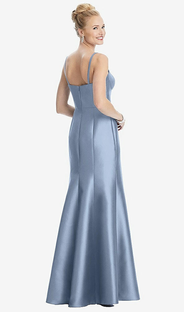 Back View - Cloudy Bustier Bodice Satin Trumpet Gown
