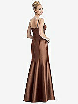 Rear View Thumbnail - Cognac Bustier Bodice Satin Trumpet Gown