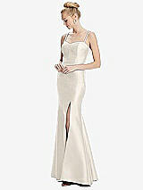 Front View Thumbnail - Ivory Bustier Bodice Satin Trumpet Gown