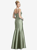 Rear View Thumbnail - Sage Bustier Bodice Satin Trumpet Gown