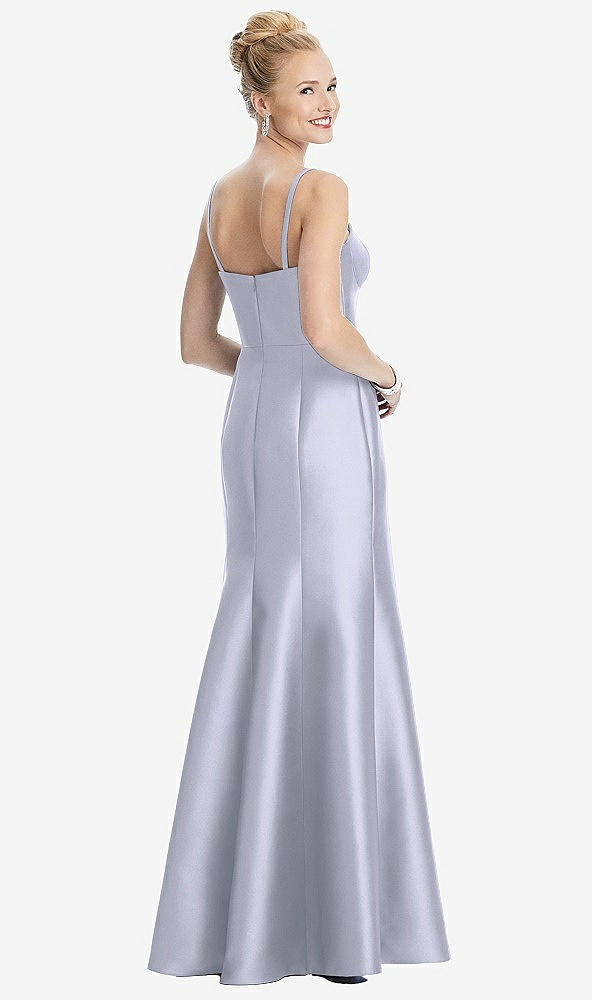 Back View - Silver Dove Bustier Bodice Satin Trumpet Gown