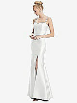 Front View Thumbnail - White Bustier Bodice Satin Trumpet Gown