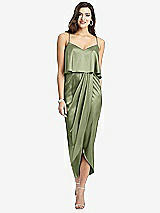 Front View Thumbnail - Kiwi Popover Bodice Midi Dress with Draped Tulip Skirt