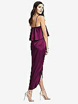 Rear View Thumbnail - Merlot Popover Bodice Midi Dress with Draped Tulip Skirt