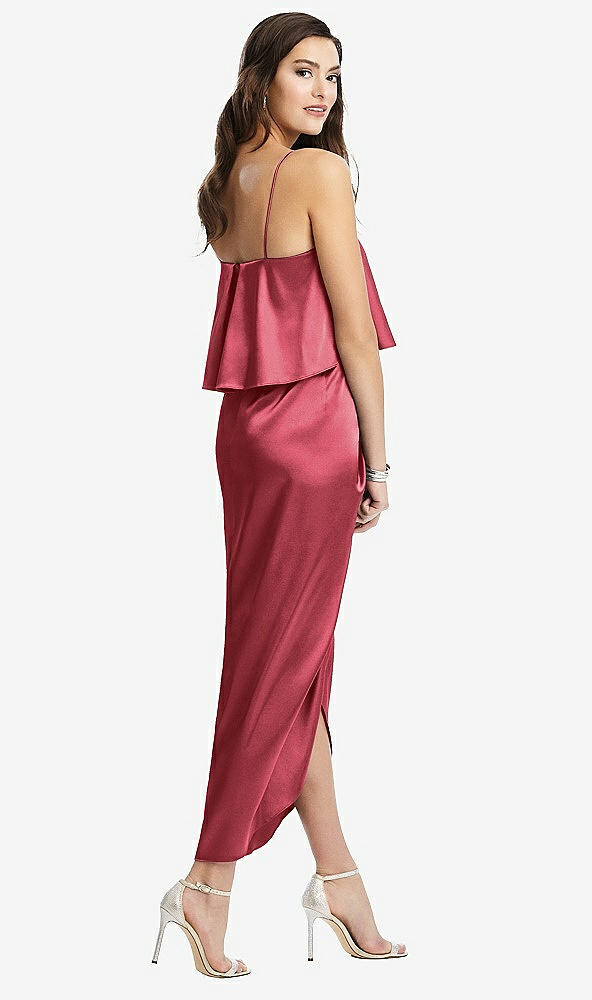 Back View - Nectar Popover Bodice Midi Dress with Draped Tulip Skirt