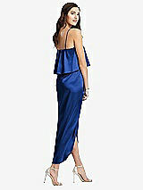 Rear View Thumbnail - Sapphire Popover Bodice Midi Dress with Draped Tulip Skirt