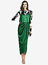 Alt View 1 Thumbnail - Shamrock Popover Bodice Midi Dress with Draped Tulip Skirt