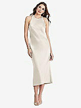 Front View Thumbnail - Ivory Tie Neck Cutout Midi Tank Dress - Lou