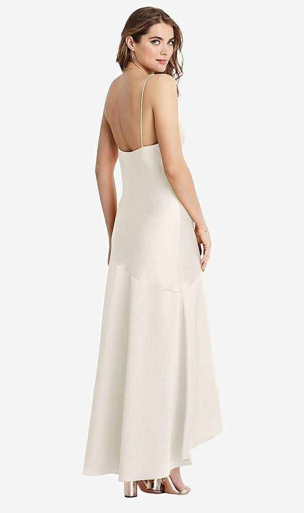 Back View - Ivory Asymmetrical Drop Waist High-Low Slip Dress - Devon