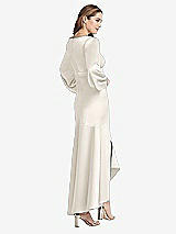 Rear View Thumbnail - Ivory Puff Sleeve Asymmetrical Drop Waist High-Low Slip Dress - Teagan