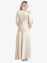 Alt View 2 Thumbnail - Oat Puff Sleeve Asymmetrical Drop Waist High-Low Slip Dress - Teagan