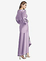 Rear View Thumbnail - Pale Purple Puff Sleeve Asymmetrical Drop Waist High-Low Slip Dress - Teagan