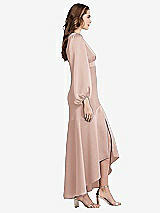 Side View Thumbnail - Toasted Sugar Puff Sleeve Asymmetrical Drop Waist High-Low Slip Dress - Teagan