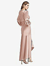 Rear View Thumbnail - Toasted Sugar Puff Sleeve Asymmetrical Drop Waist High-Low Slip Dress - Teagan