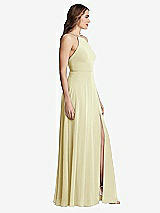 Side View Thumbnail - Butter Yellow High Neck Chiffon Maxi Dress with Front Slit - Lela