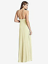 Rear View Thumbnail - Butter Yellow High Neck Chiffon Maxi Dress with Front Slit - Lela