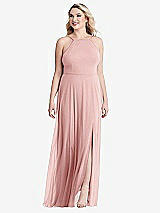 Alt View 1 Thumbnail - Rose High Neck Chiffon Maxi Dress with Front Slit - Lela
