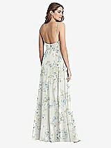 Rear View Thumbnail - Bleu Garden Square Neck Chiffon Maxi Dress with Front Slit - Elliott