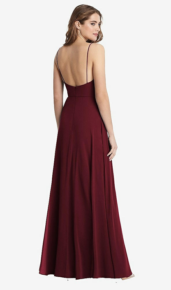 Back View - Cabernet Square Neck Chiffon Maxi Dress with Front Slit - Elliott