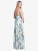 Alt View 2 Thumbnail - Cottage Rose Dusk Blue Square Neck Chiffon Maxi Dress with Front Slit - Elliott