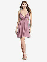 Front View Thumbnail - Dusty Pink Ruffled Chiffon Cutout Mini Dress - Joey