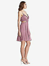 Side View Thumbnail - Dusty Pink Ruffled Chiffon Cutout Mini Dress - Joey