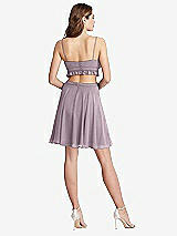 Rear View Thumbnail - Lilac Dusk Ruffled Chiffon Cutout Mini Dress - Joey