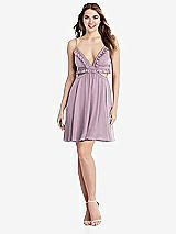 Front View Thumbnail - Suede Rose Ruffled Chiffon Cutout Mini Dress - Joey