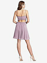 Rear View Thumbnail - Suede Rose Ruffled Chiffon Cutout Mini Dress - Joey
