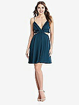 Front View Thumbnail - Atlantic Blue Ruffled Chiffon Cutout Mini Dress - Joey