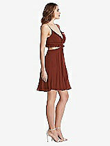 Side View Thumbnail - Auburn Moon Ruffled Chiffon Cutout Mini Dress - Joey