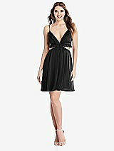 Front View Thumbnail - Black Ruffled Chiffon Cutout Mini Dress - Joey