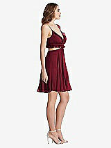 Side View Thumbnail - Burgundy Ruffled Chiffon Cutout Mini Dress - Joey