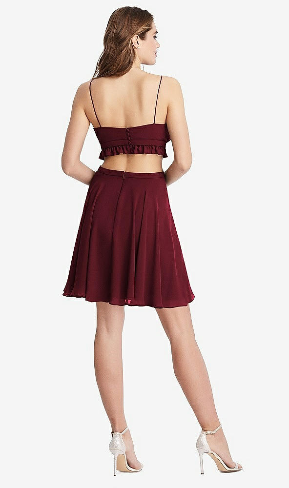 Back View - Cabernet Ruffled Chiffon Cutout Mini Dress - Joey