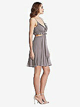 Side View Thumbnail - Cashmere Gray Ruffled Chiffon Cutout Mini Dress - Joey