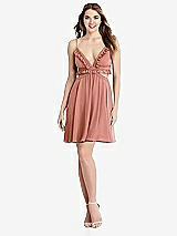 Front View Thumbnail - Desert Rose Ruffled Chiffon Cutout Mini Dress - Joey