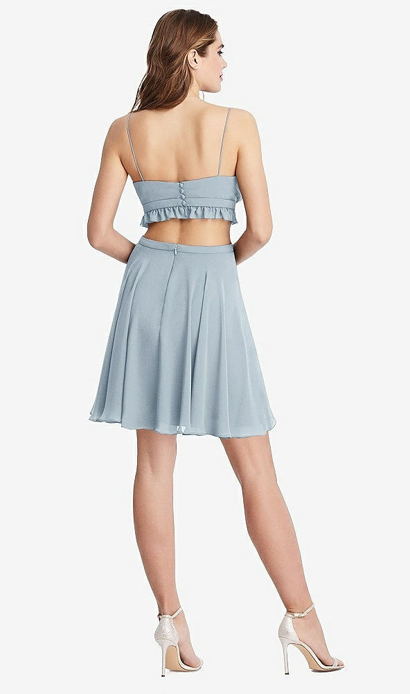 Back View - Mist Ruffled Chiffon Cutout Mini Dress - Joey