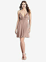 Front View Thumbnail - Neu Nude Ruffled Chiffon Cutout Mini Dress - Joey