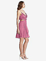 Side View Thumbnail - Orchid Pink Ruffled Chiffon Cutout Mini Dress - Joey