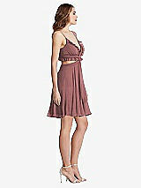 Side View Thumbnail - Rosewood Ruffled Chiffon Cutout Mini Dress - Joey
