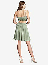 Rear View Thumbnail - Sage Ruffled Chiffon Cutout Mini Dress - Joey